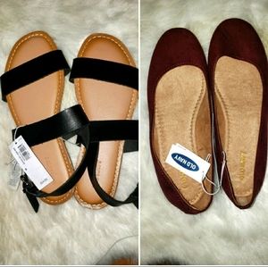 2 BRAND NEW PAIRS OF FLAT WOMENS SIZE 6 SHOES